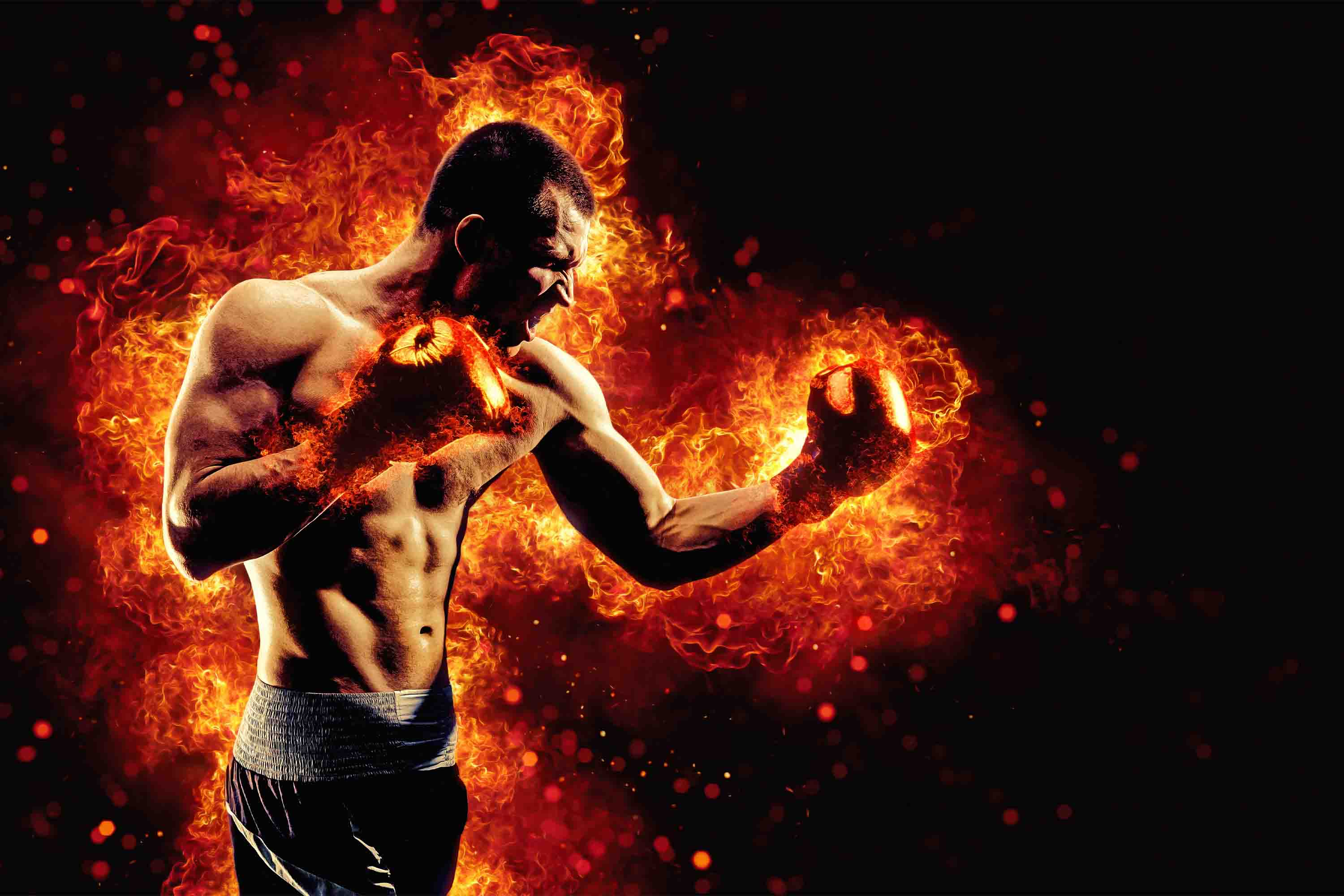 3D Man Boxing Glove Ignis Round Wall Mural Wallpaper YXL 135