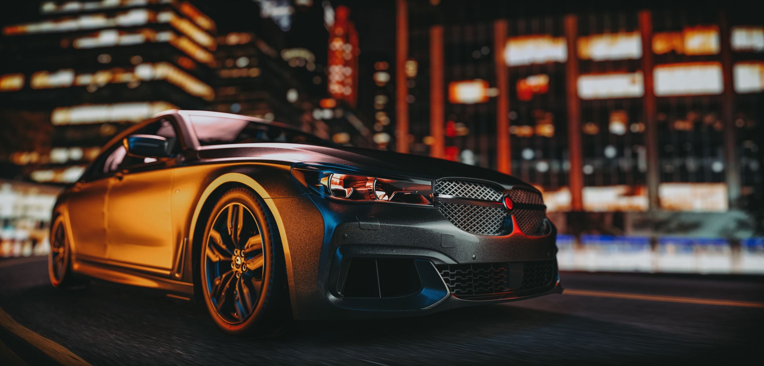 3D Brown Sports Car City Night Scene Wallpaper Wall Mural Wall Decor Wall Art Wall Sticker Remoable Wallpaper
