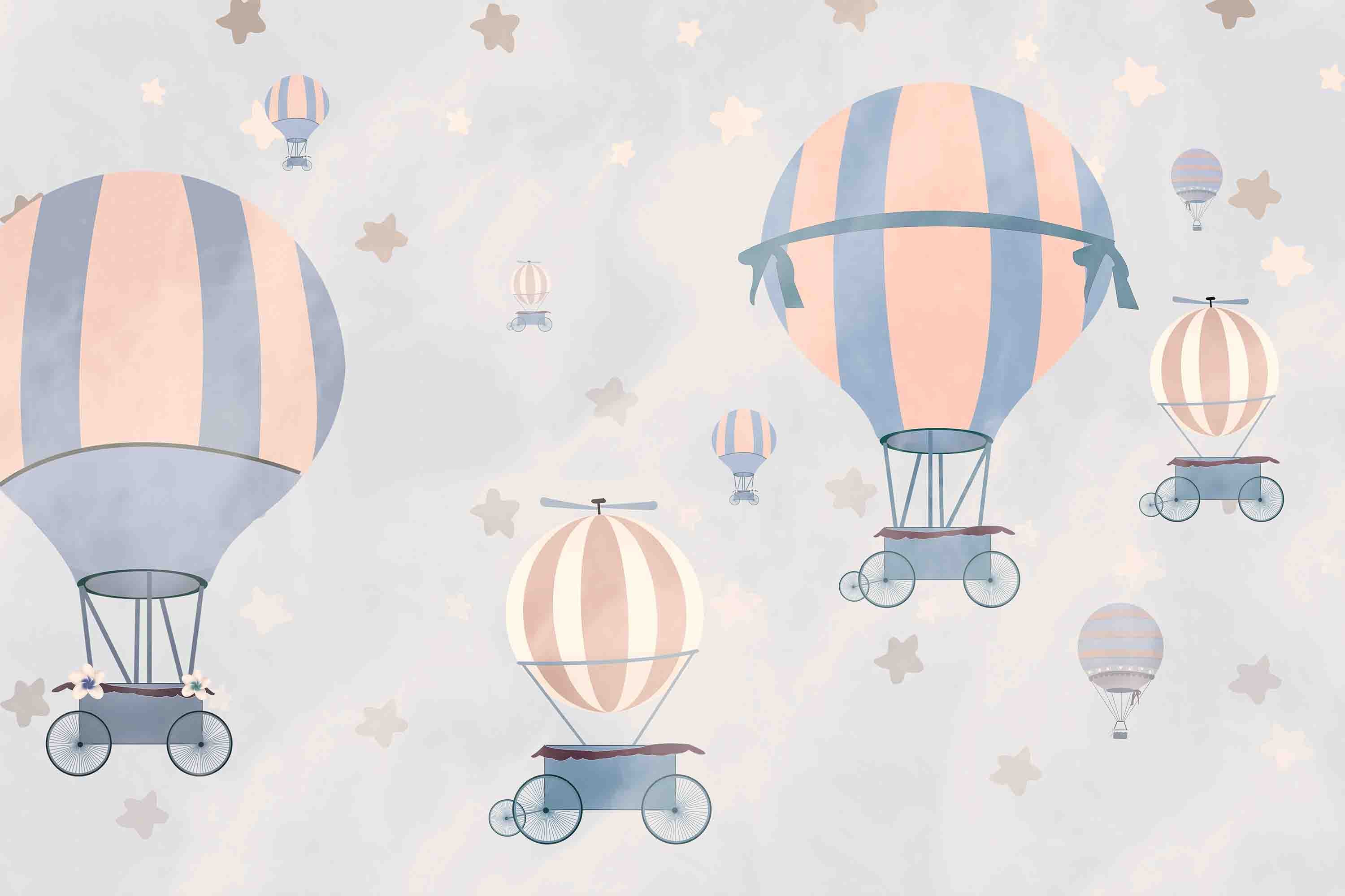3D Hydrogen Balloon Star Sky Blue Wall Mural Wallpaper YXL 359