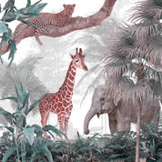3D Animal Tree Elephant Giraffe Cheetah Wall Mural Wallpaper YXL 2545