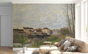 3D Oil Painting Village House River Trees Wall Mural Wallpaper GD 2961- Jess Art Decoration