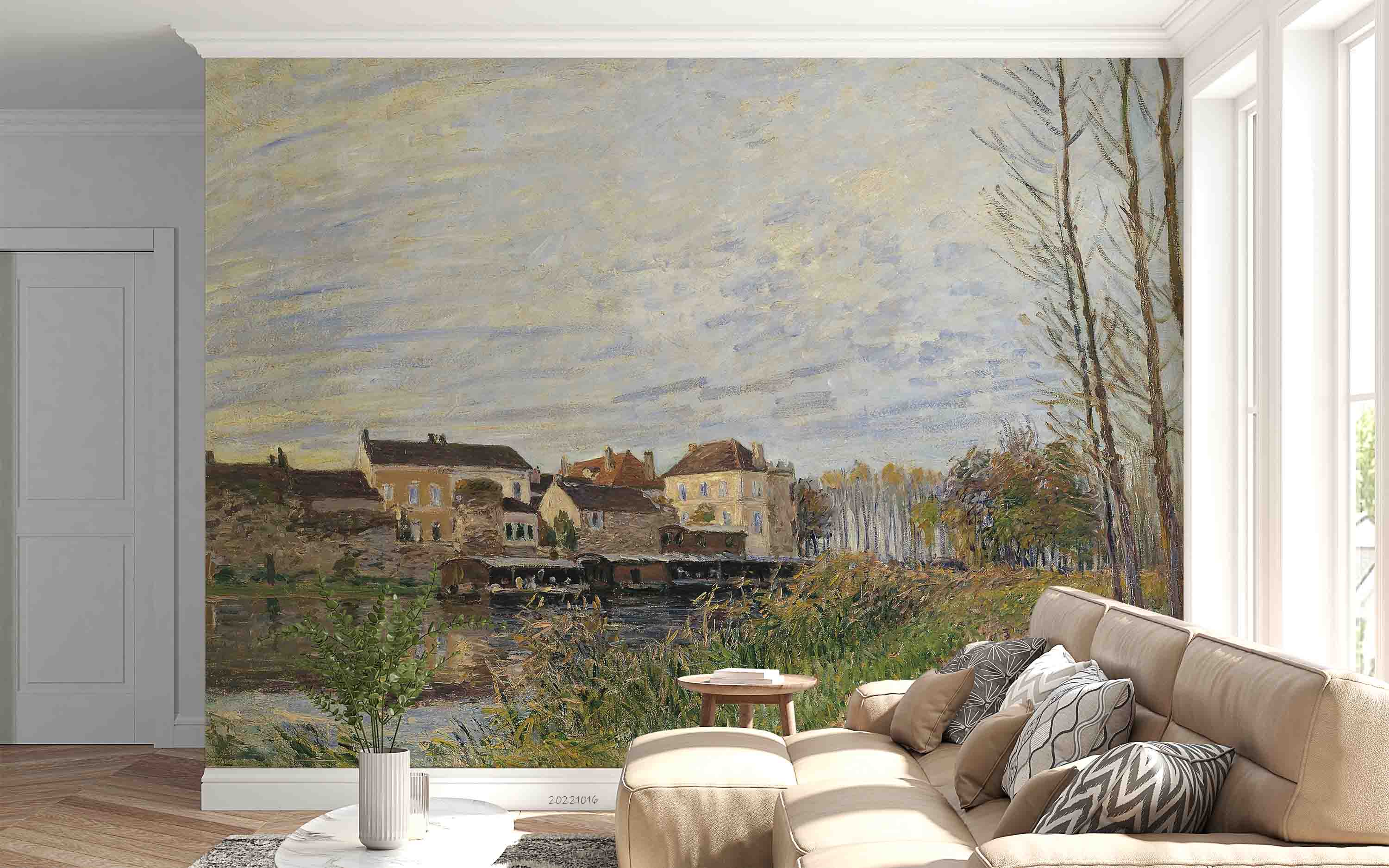 3D Oil Painting Village House River Trees Wall Mural Wallpaper GD 2961- Jess Art Decoration