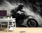 3D Sea Spindrift Person Motorbike Mud Gray Wall Mural Wallpaper YXL 76