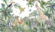 3D Animal Tree Elephant Giraffe Cheetah Butterfly Zebra Lion Parrot Wall Mural Wallpaper YXL 2548