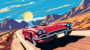 3D Cartoon Sky Mountains Red Sports Car Wallpaper Wall Mural Wall Decor Wall Art Wall Sticker Remoable Wallpaper