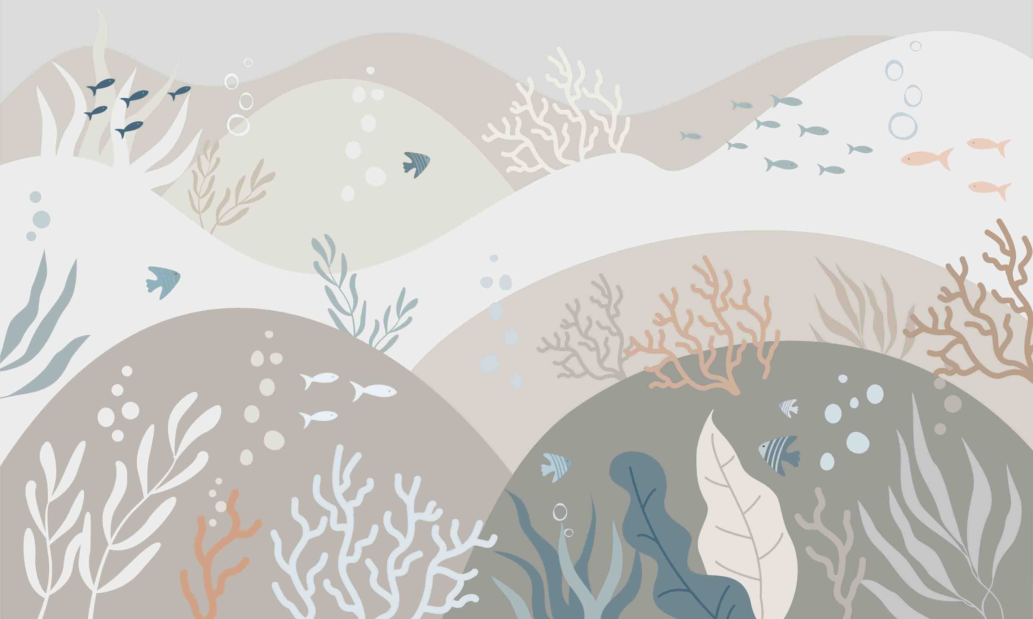3D Ocean Coral Fish Spume Wall Mural Wallpaper YXL 373