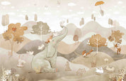 3D Tree Elephant Rabbit Fox Mountain Cloud Wall Mural Wallpaper YXL 380