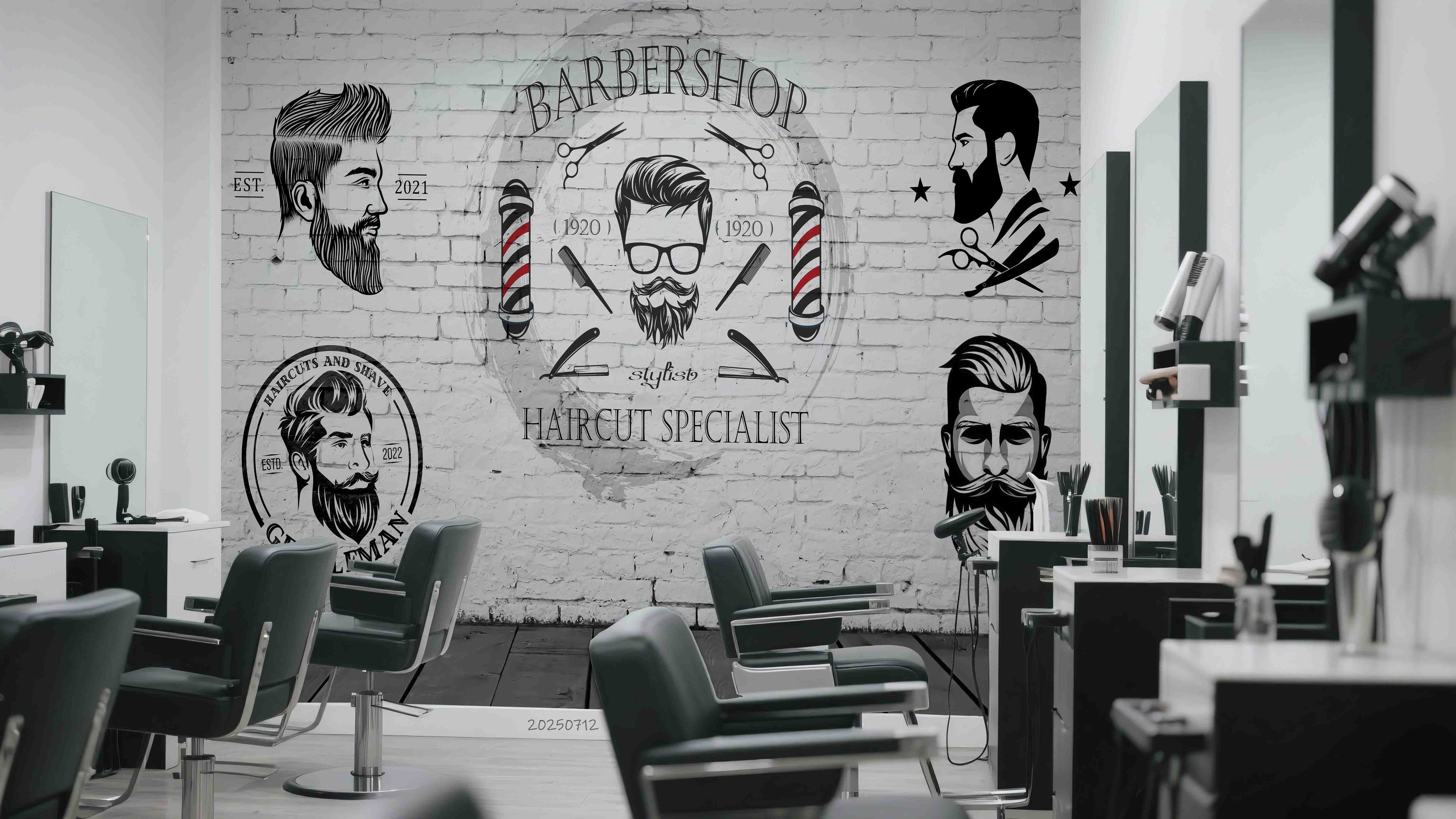 3D Barber Shop Hair Salon Haircut Specialist Wall Mural Wallpaper 2