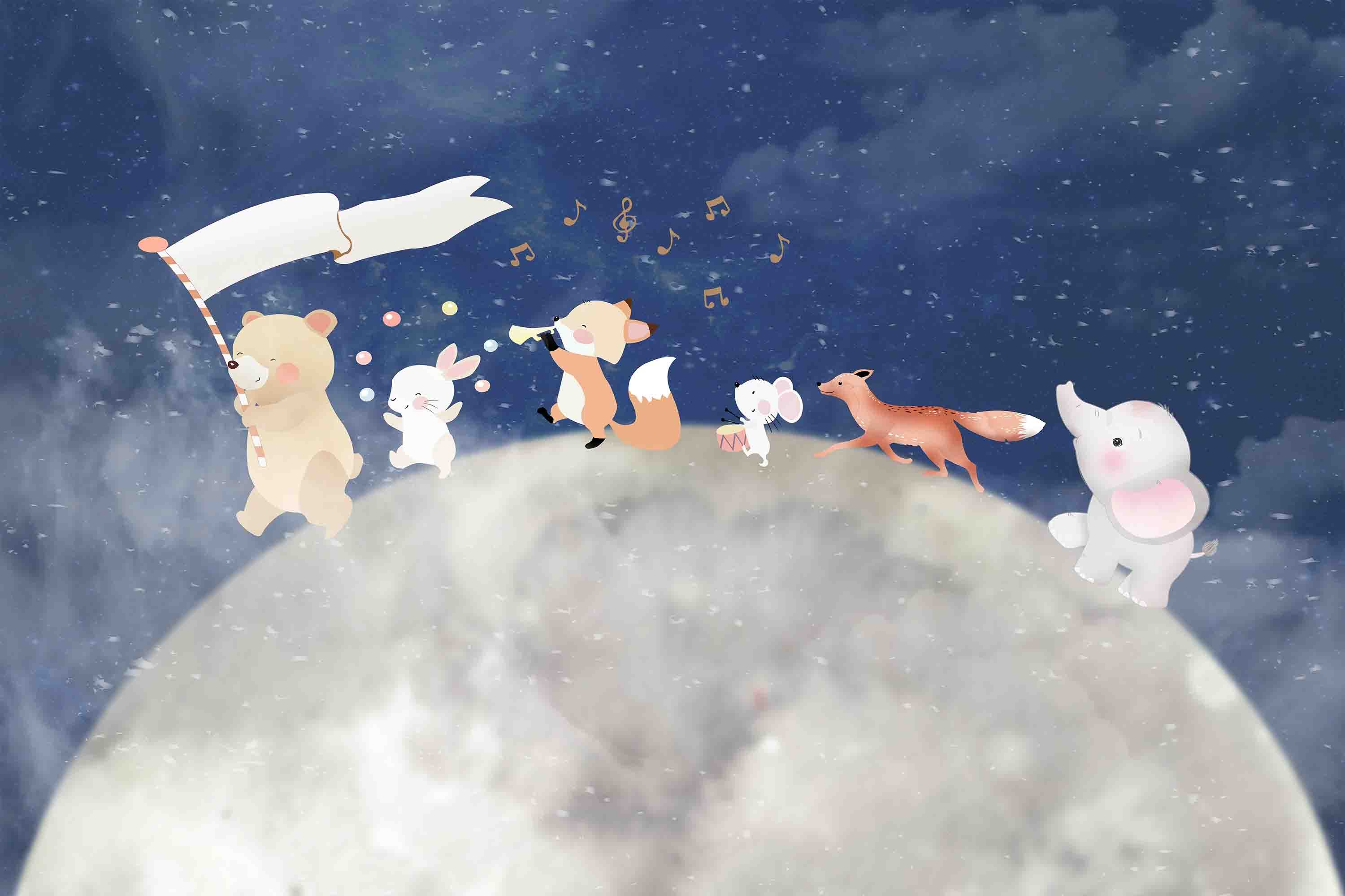 3D Bear Mouse Fox The Earth Elephant Flag Wall Mural Wallpaper YXL 388