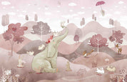 3D Tree Fox Elephant Rabbit Bird Umbrella Wall Mural Wallpaper YXL 392
