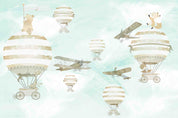 3D Hydrogen Balloon Aircraft Sky Cloud Wall Mural Wallpaper YXL 402