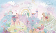3D Flower Alpaca Mountain Rain Cloud Cactus Wall Mural Wallpaper YXL 407