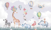 3D Play Centre Amusement Park Funfair Carnie Cartoon Animals Air Balloon Wall Mural Wallpaper 25