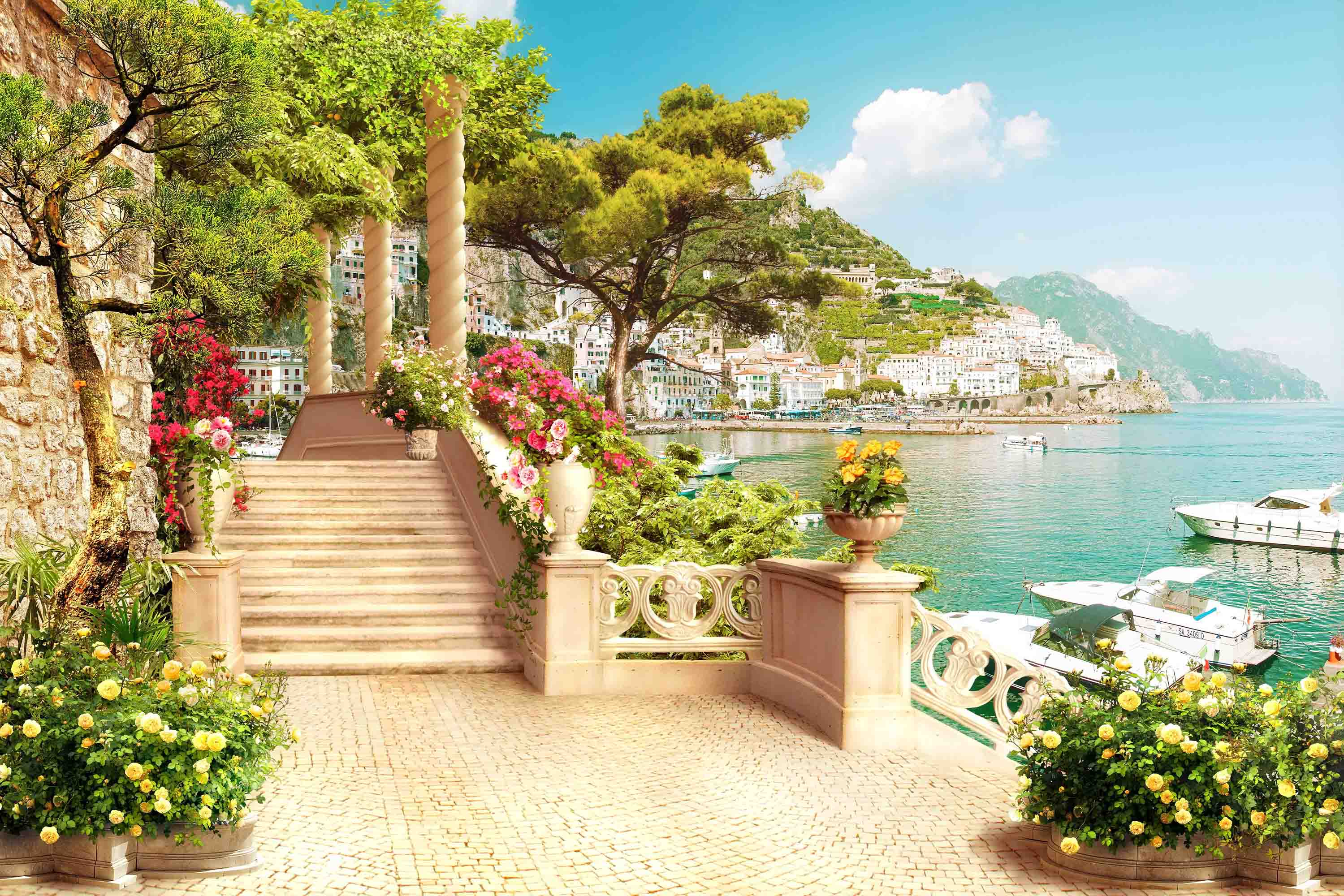 3D Aged Care Retirement Home Gerocomium Rest Home Sea Scenery Wall Mural Wallpaper 13