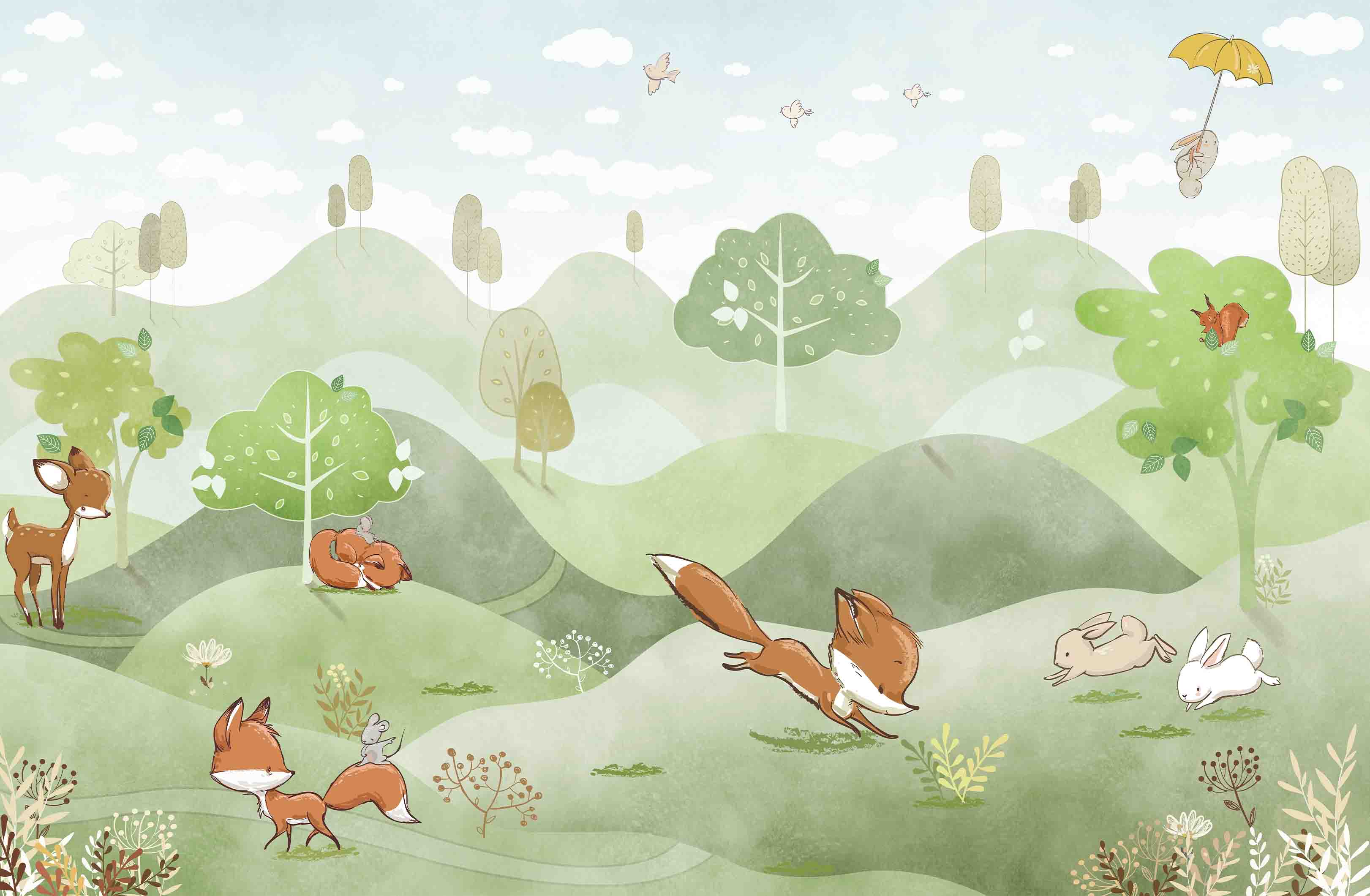 3D Play Centre Amusement Park Funfair Carnie Cartoon Animals Scenery Wall Mural Wallpaper 19