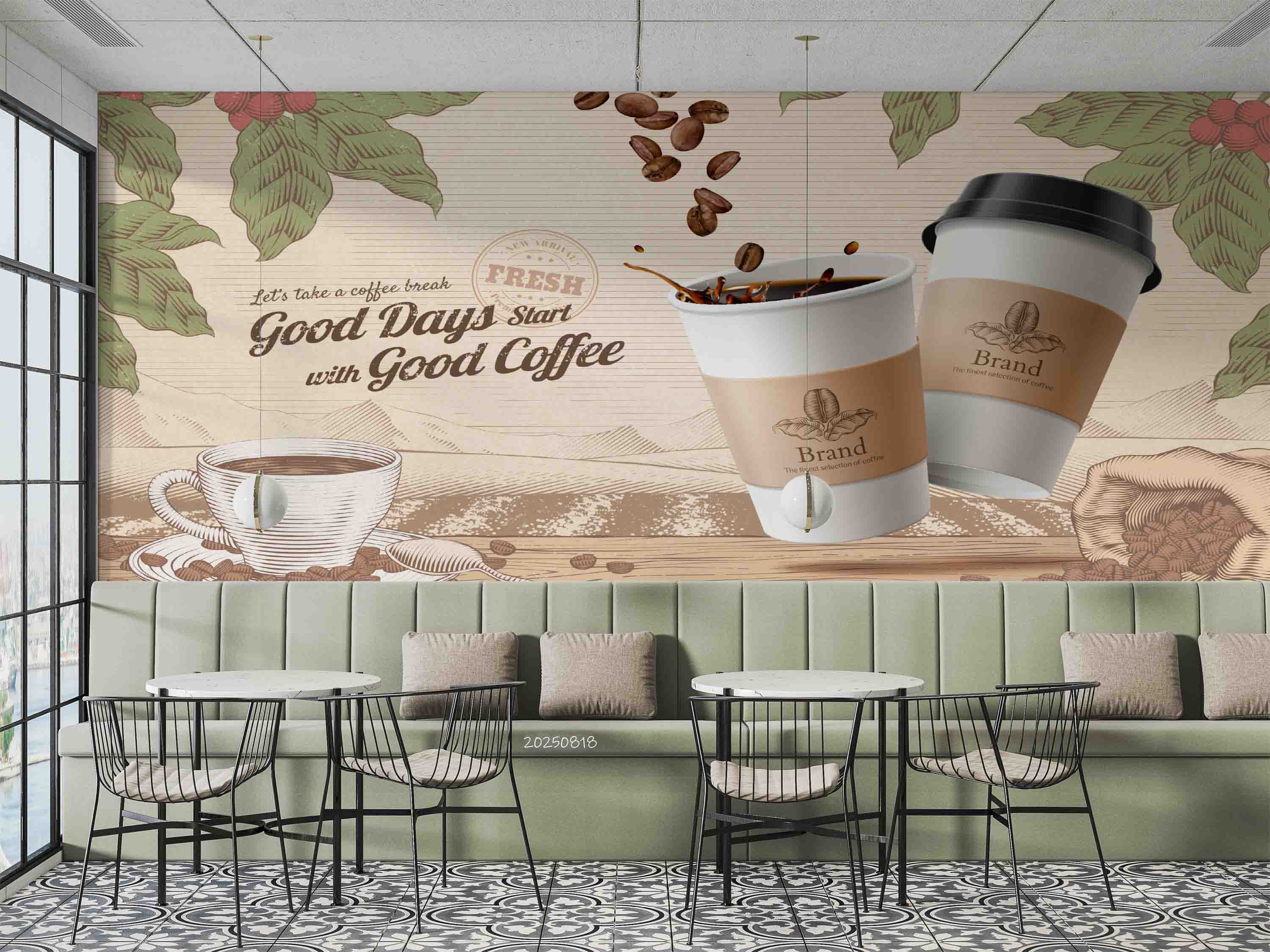 3D Restaurant Snack Bar Diner Fast Food Coffee Wall Mural Wallpaper 19