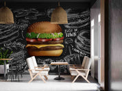 3D Restaurant Snack Bar Diner Fast Food Hamburger Cips Fried Chicken Wall Mural Wallpaper 2