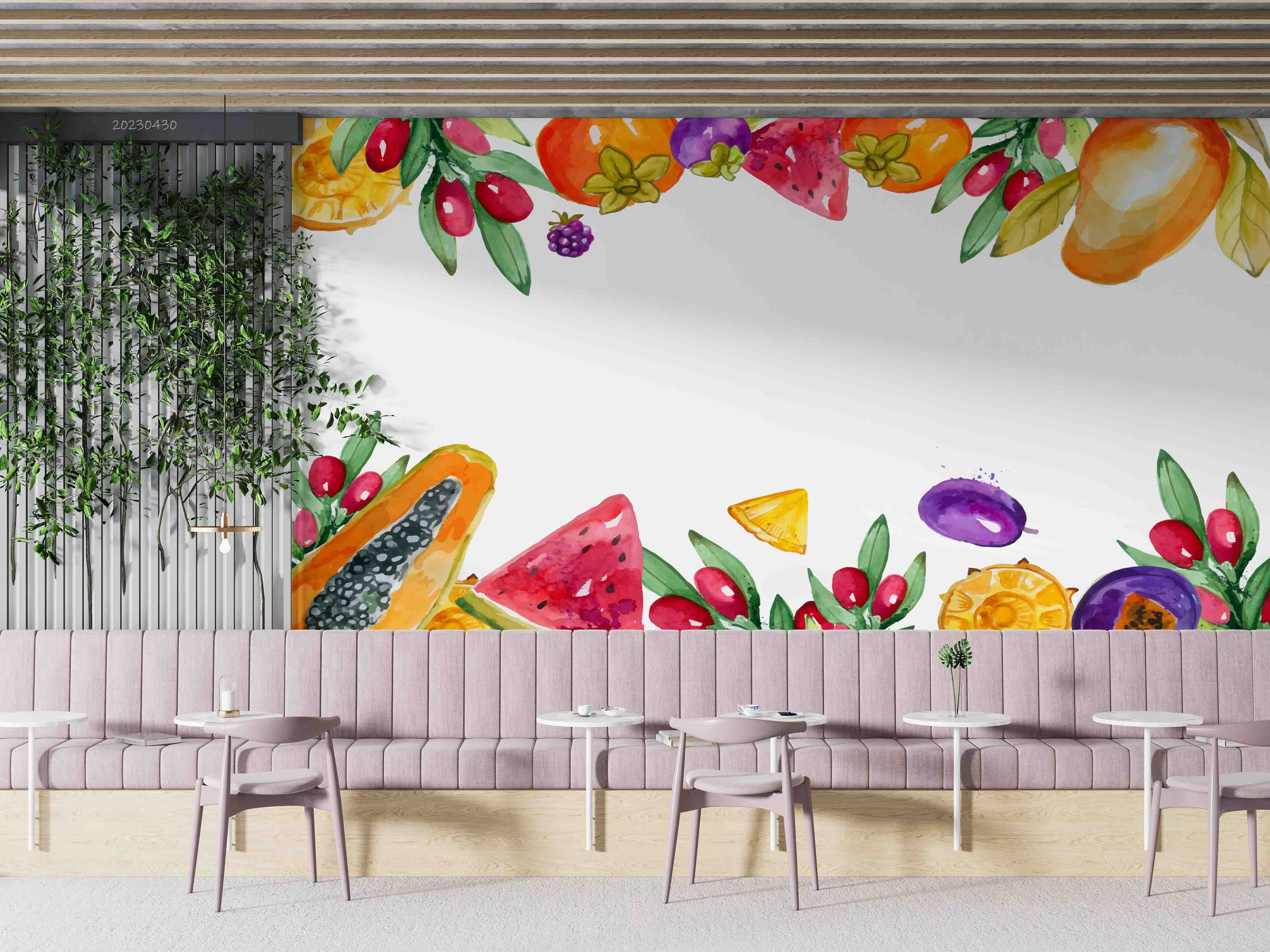 3D Colorful Fruit Illustration Watercolor Wall Mural Wallpaper GD 5283- Jess Art Decoration