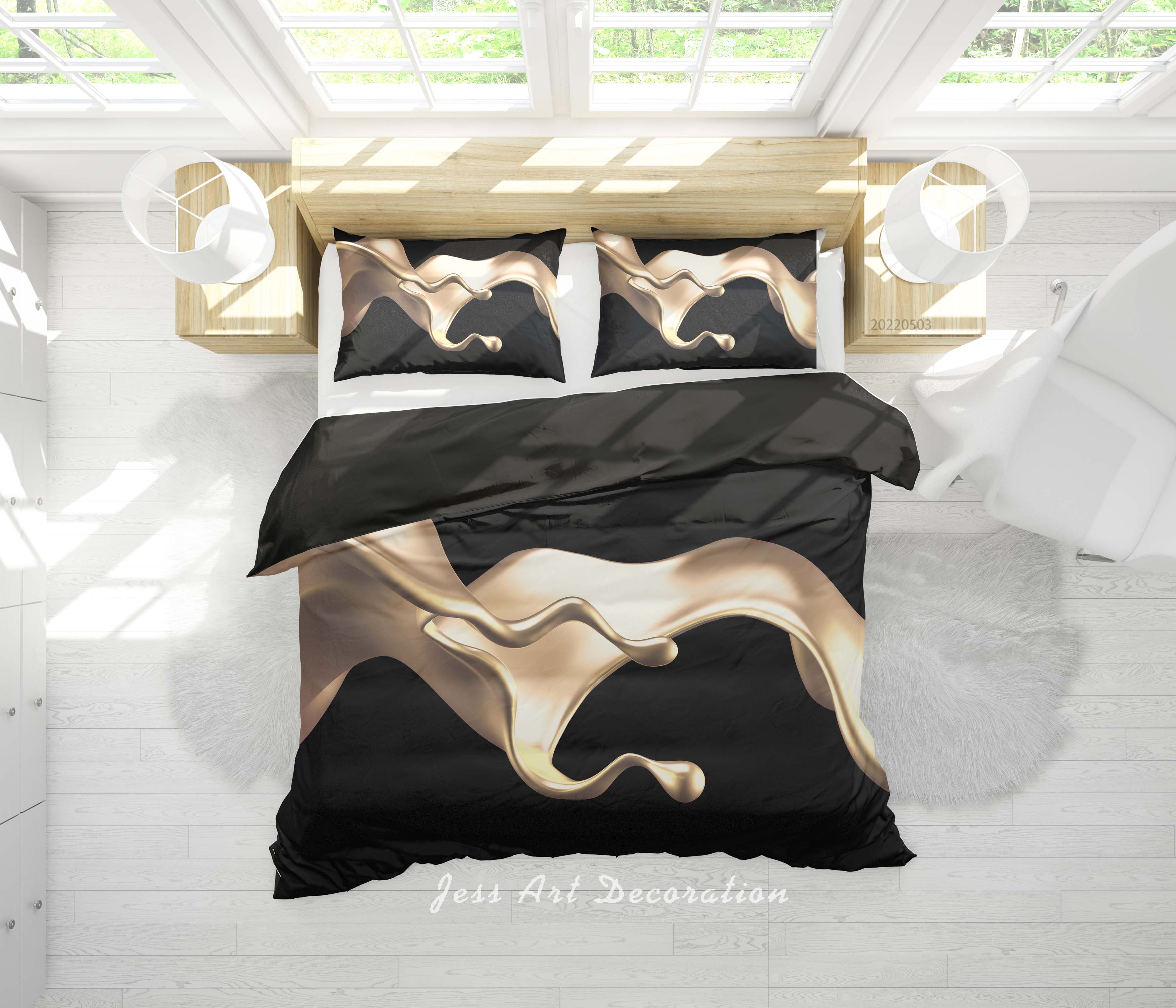 3D Graffiti Float Ripple Quilt Cover Set Bedding Set Duvet Cover Pillowcase 574