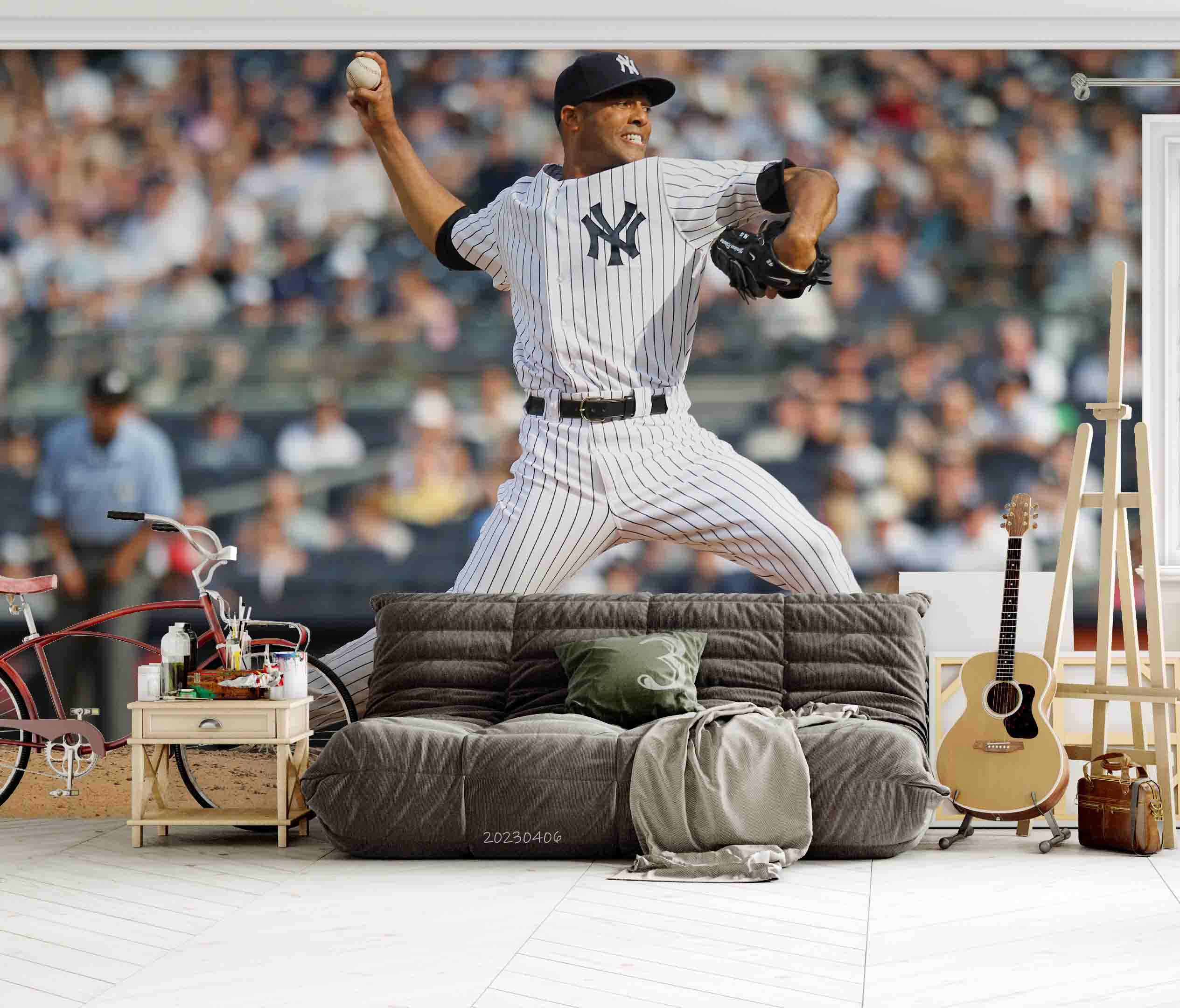 3D New York Yankees Reserve Pitcher Wall Mural Wallpaper GD 5619- Jess Art Decoration
