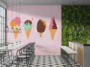 3D Ice Cream Pink Chocolate Spread Wall Mural Wallpaper YXL 2298