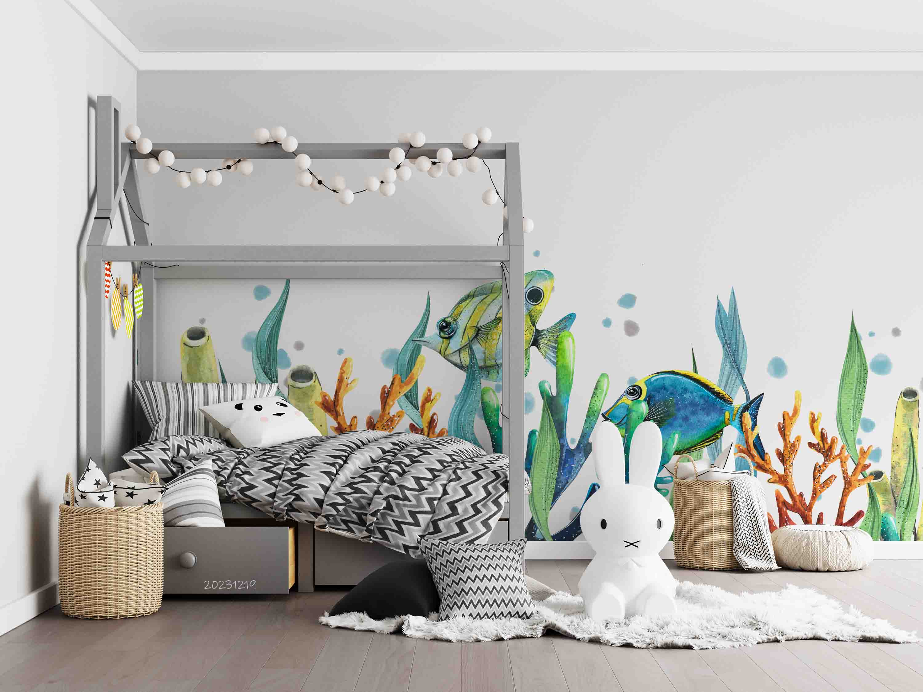 3D Animal Coral Sea Fish Wave Point Wall Mural Wallpaper YXL 15