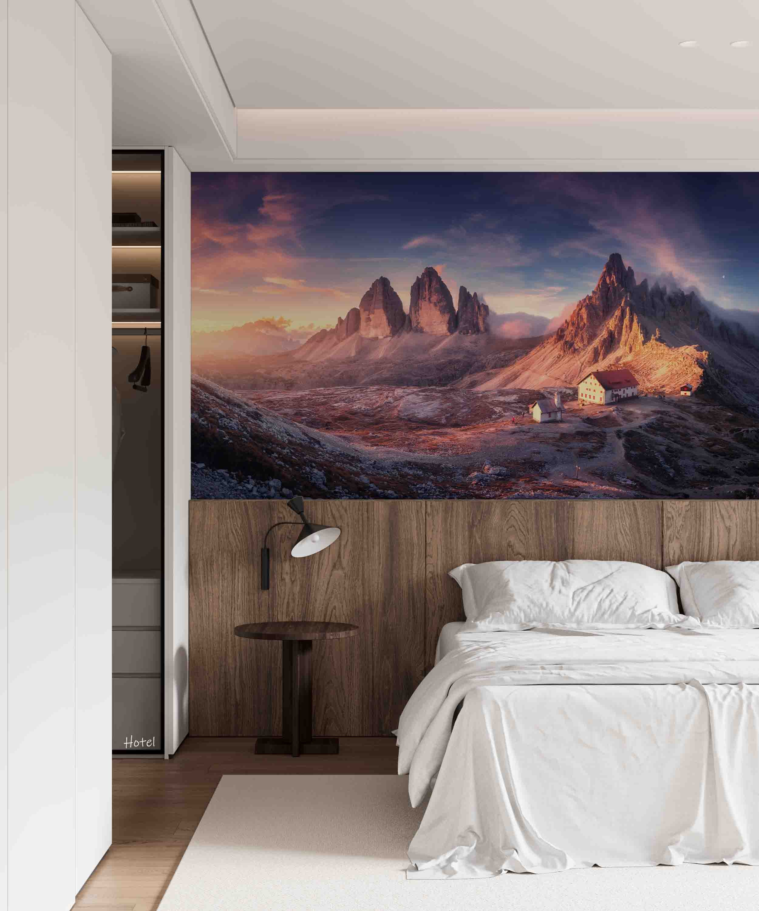 3D Hotel Inn Motel Hostel Resort Manor Scenery Mountains Wall Mural Wallpaper 29