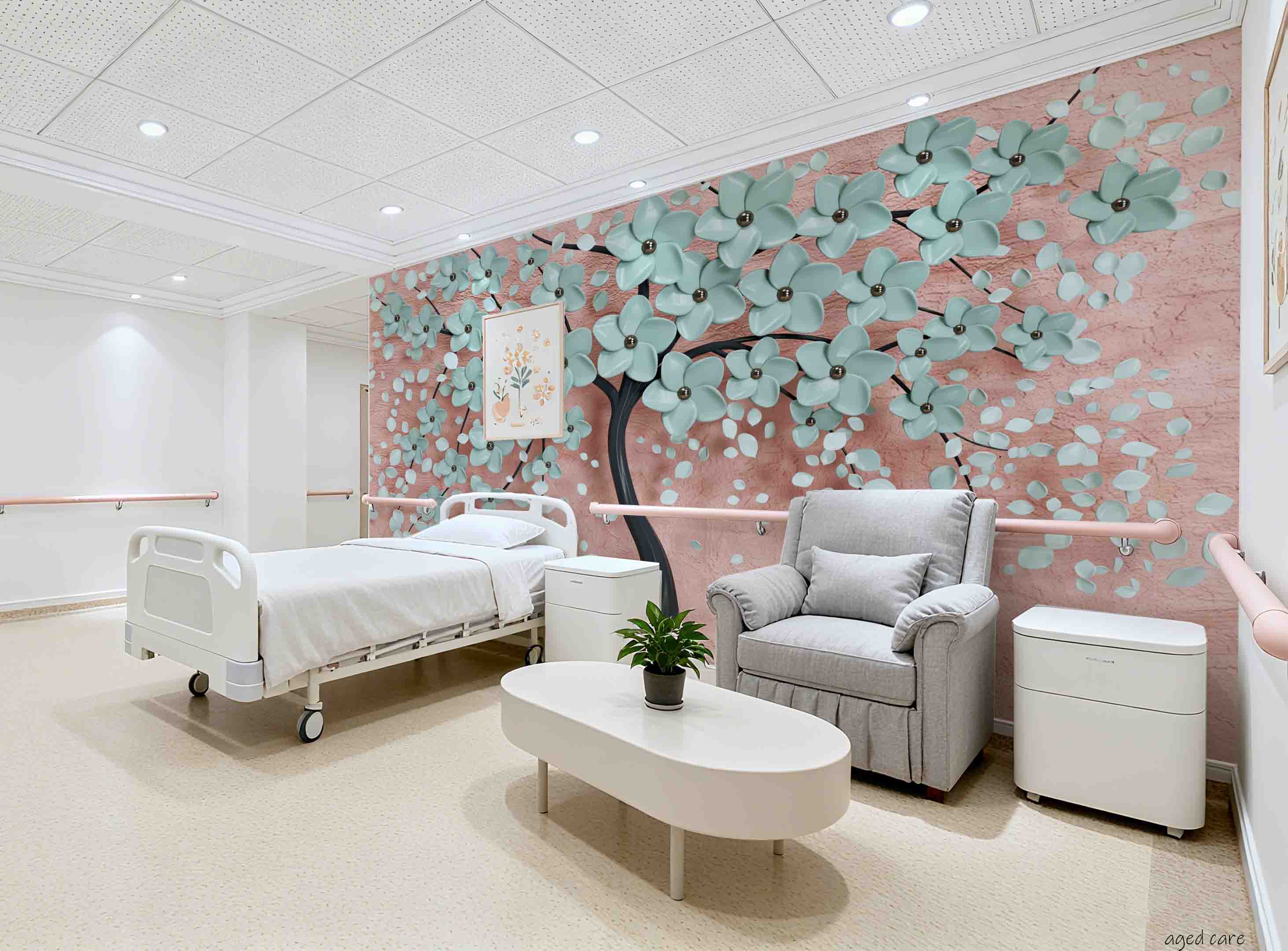 3D Aged Care Retirement Home Gerocomium Rest Home Floral Tree Wall Mural Wallpaper 27