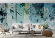 3D Watercolor Gray Green Peonies Fabric Background Wall Mural Wallpaper GD 4204- Jess Art Decoration