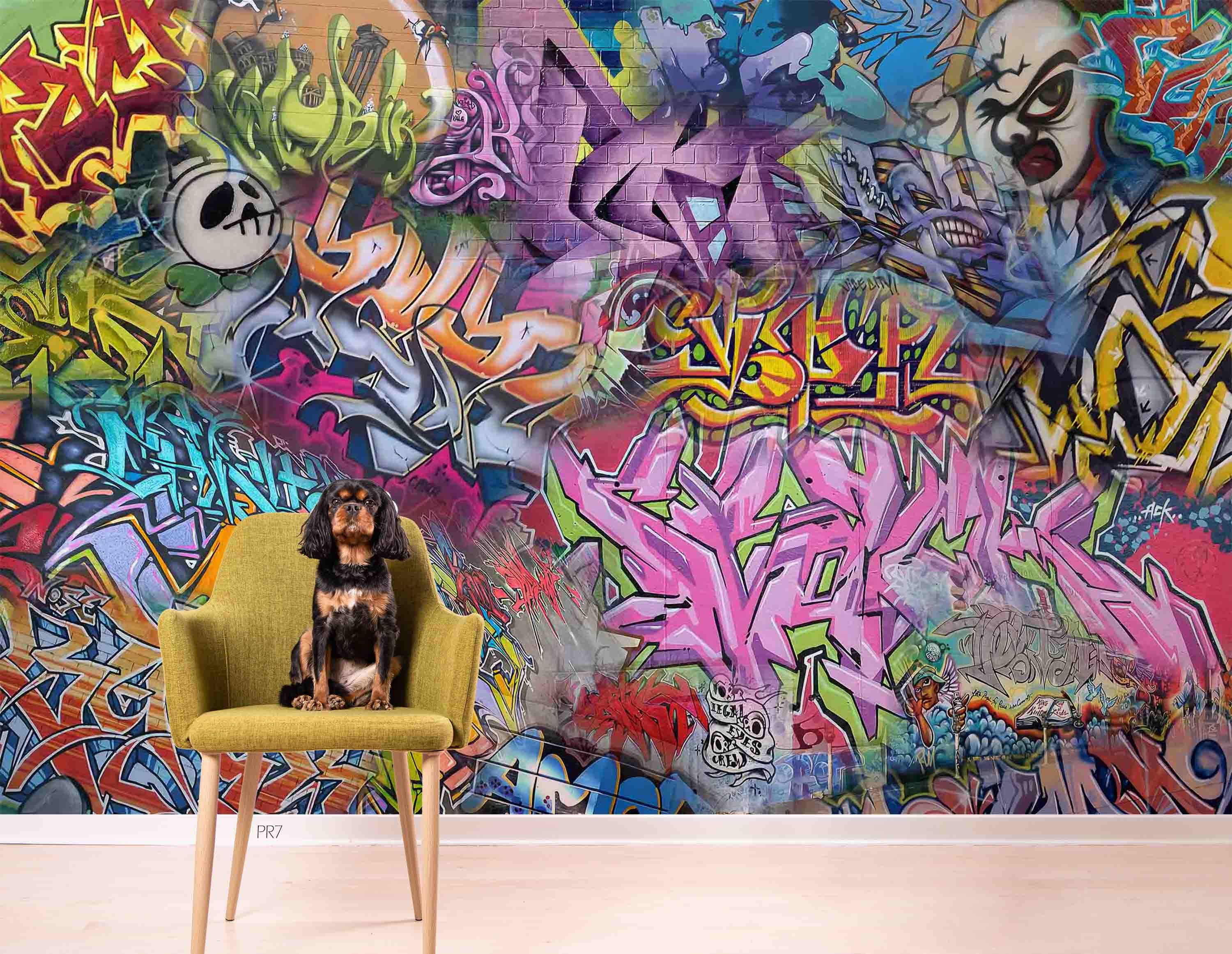 3D Abstract Art Graffiti Colorful Wall Mural Wallpaper GD 4435- Jess Art Decoration