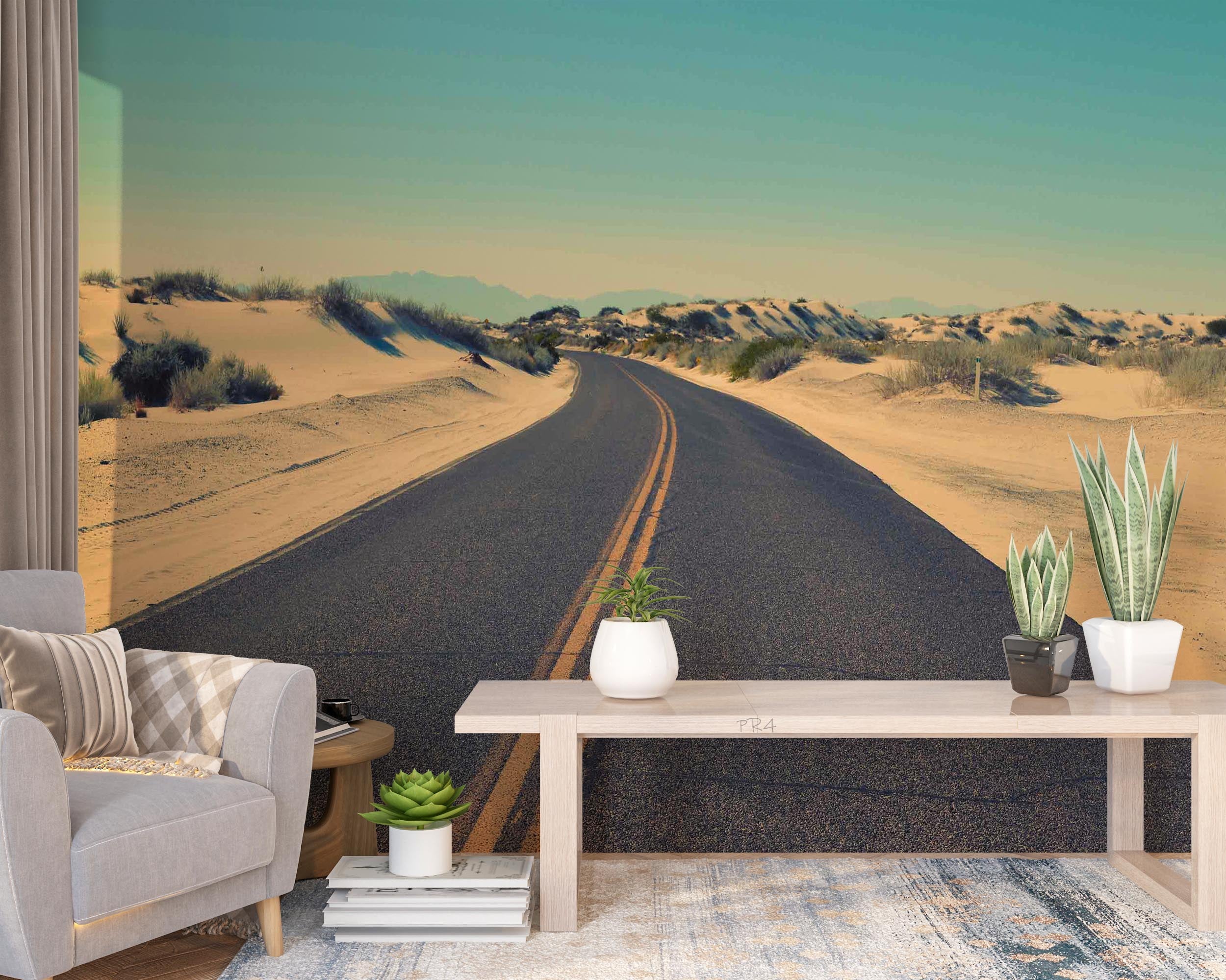 3D Desert Green Plant Road Scenery Wall Mural Wallpaper GD 3942- Jess Art Decoration