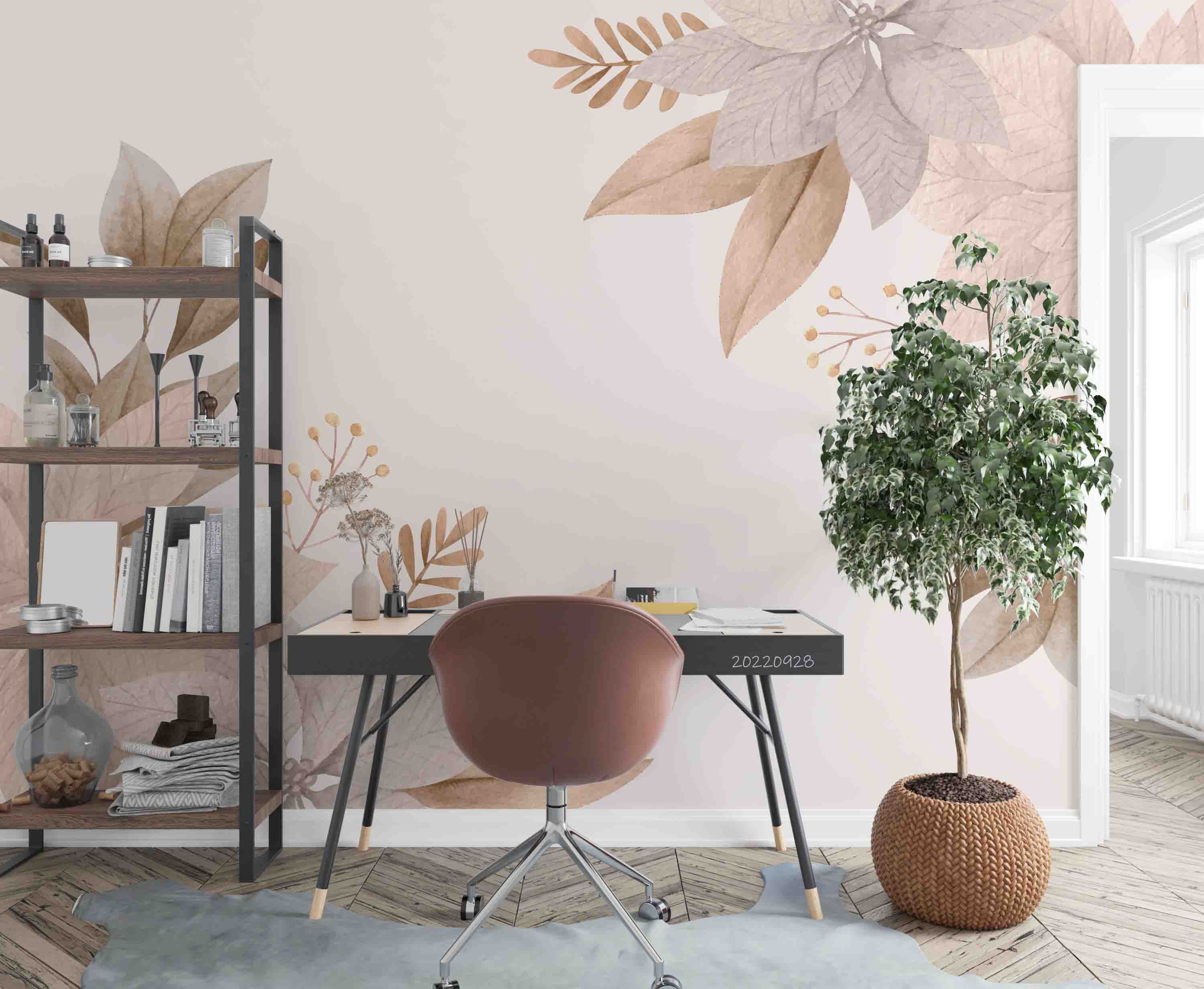 3D Hand Drawn Plant Leaves Background Wall Mural Wallpaper GD 3376- Jess Art Decoration