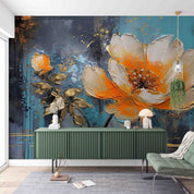 3D Orange Floral Oil Painting Wallpaper Wall Mural Wall Decor Wall Art Wall Sticker Remoable Wallpaper LQH