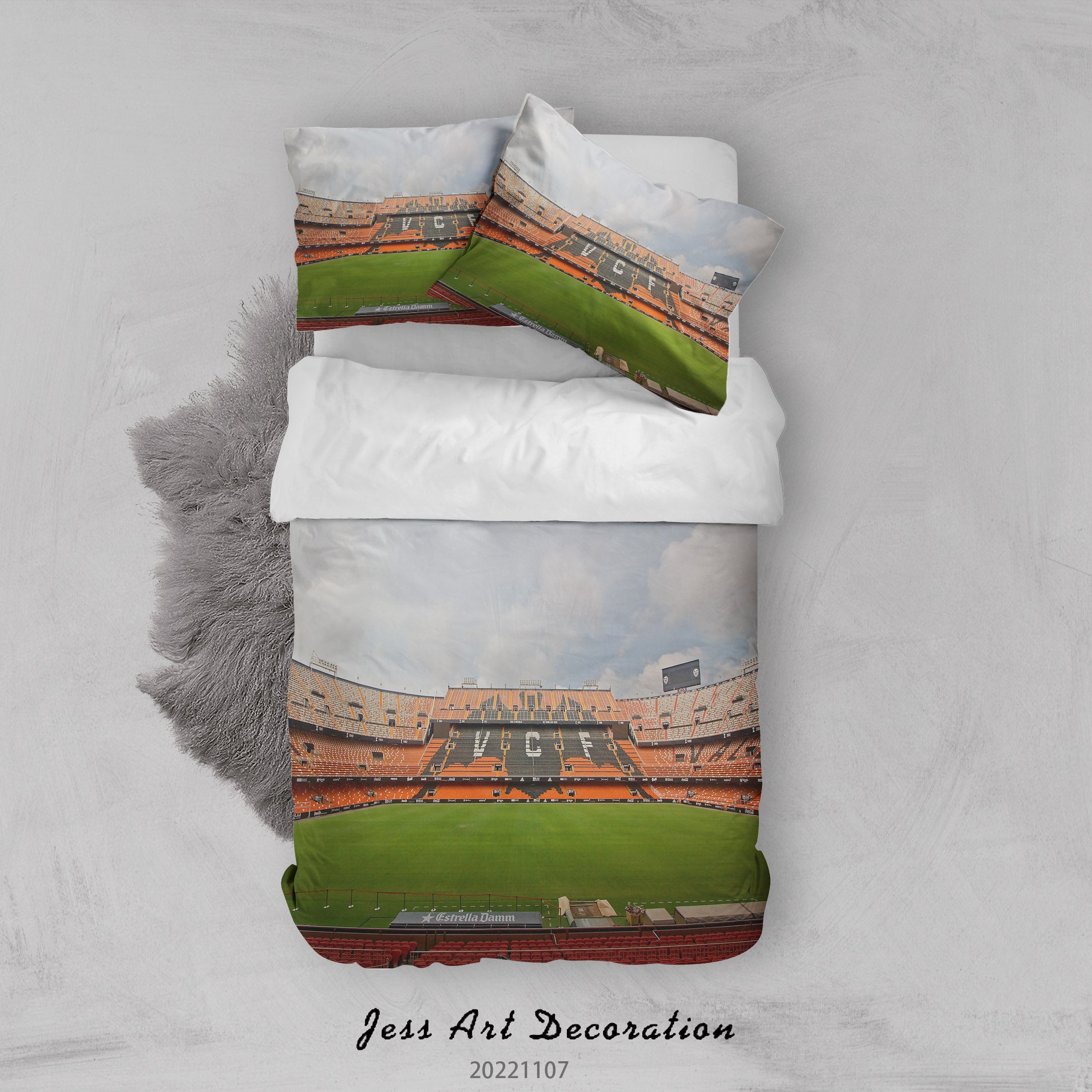 3D Valencia Football Field Spectator Seats Sky Quilt Cover Set Bedding Set Duvet Cover Pillowcase 848