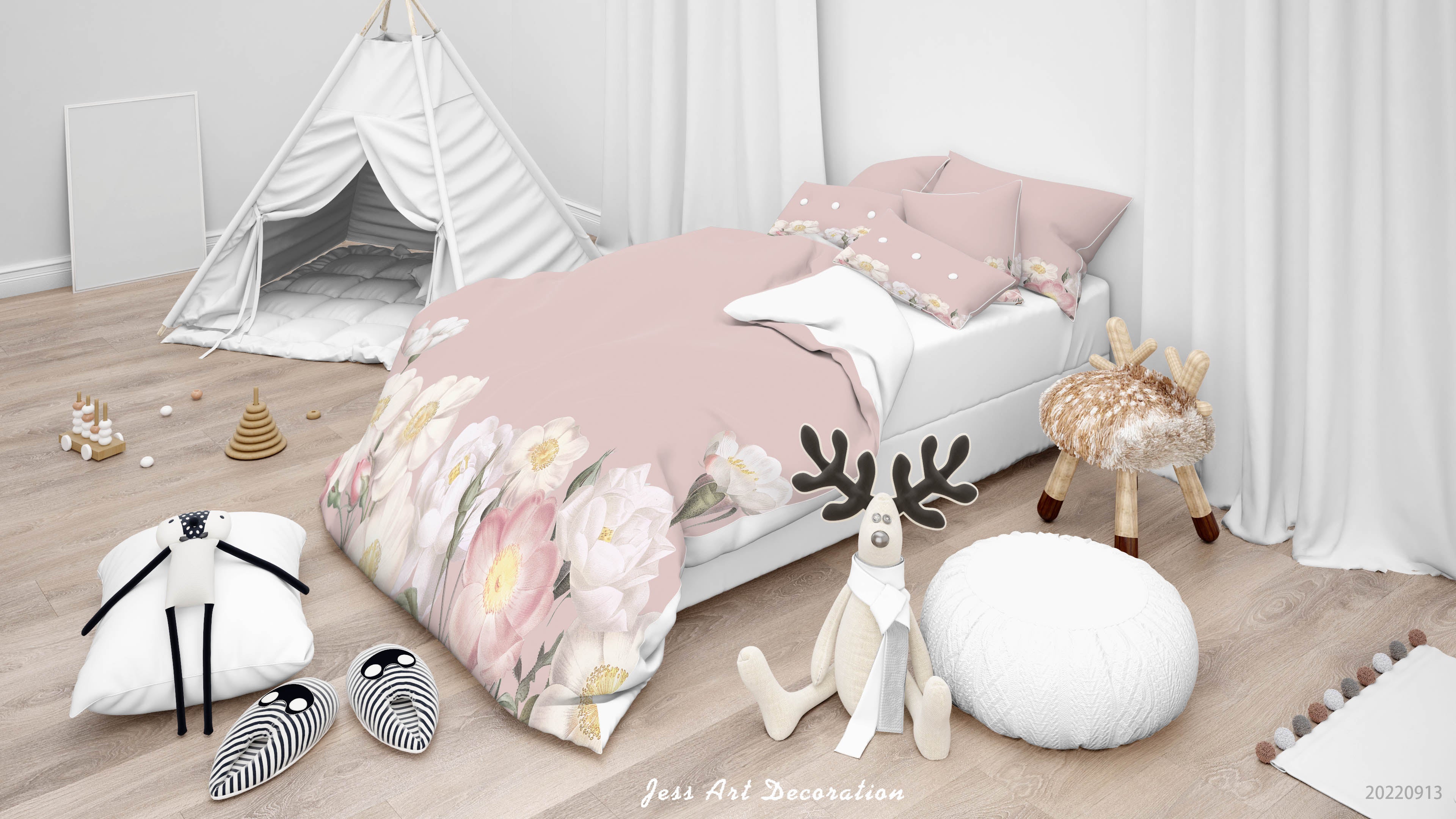 3D Floral Peony Pink Quilt Cover Set Bedding Set Duvet Cover Pillowcase 64