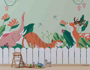3D Childcare Nursery School Cartoon Animals Kids Wall Mural Wallpaper JN 15