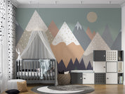 3D Cartoon Mountain Sun Kids Wall Mural Wallpaper GD 4985- Jess Art Decoration