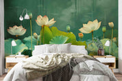 3D Watercolor Lotus Leaf Green Wallpaper Wall Mural Wall Decor Wall Art Wall Sticker Remoable Wallpaper