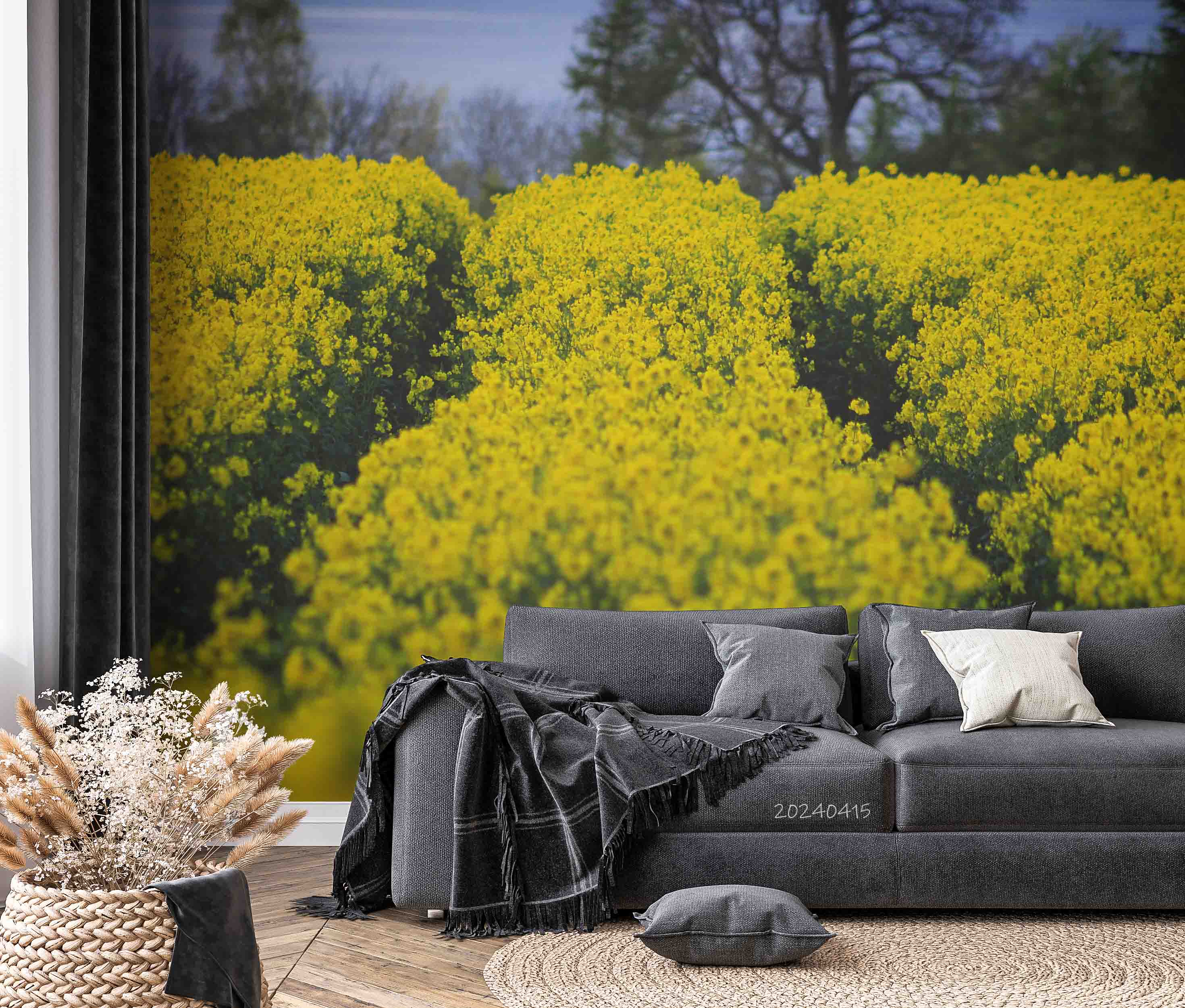 3D Yellow Rapeseed Field Flower Wallpaper Wall Mural Wall Decor Wall Art Wall Sticker Remoable Wallpaper