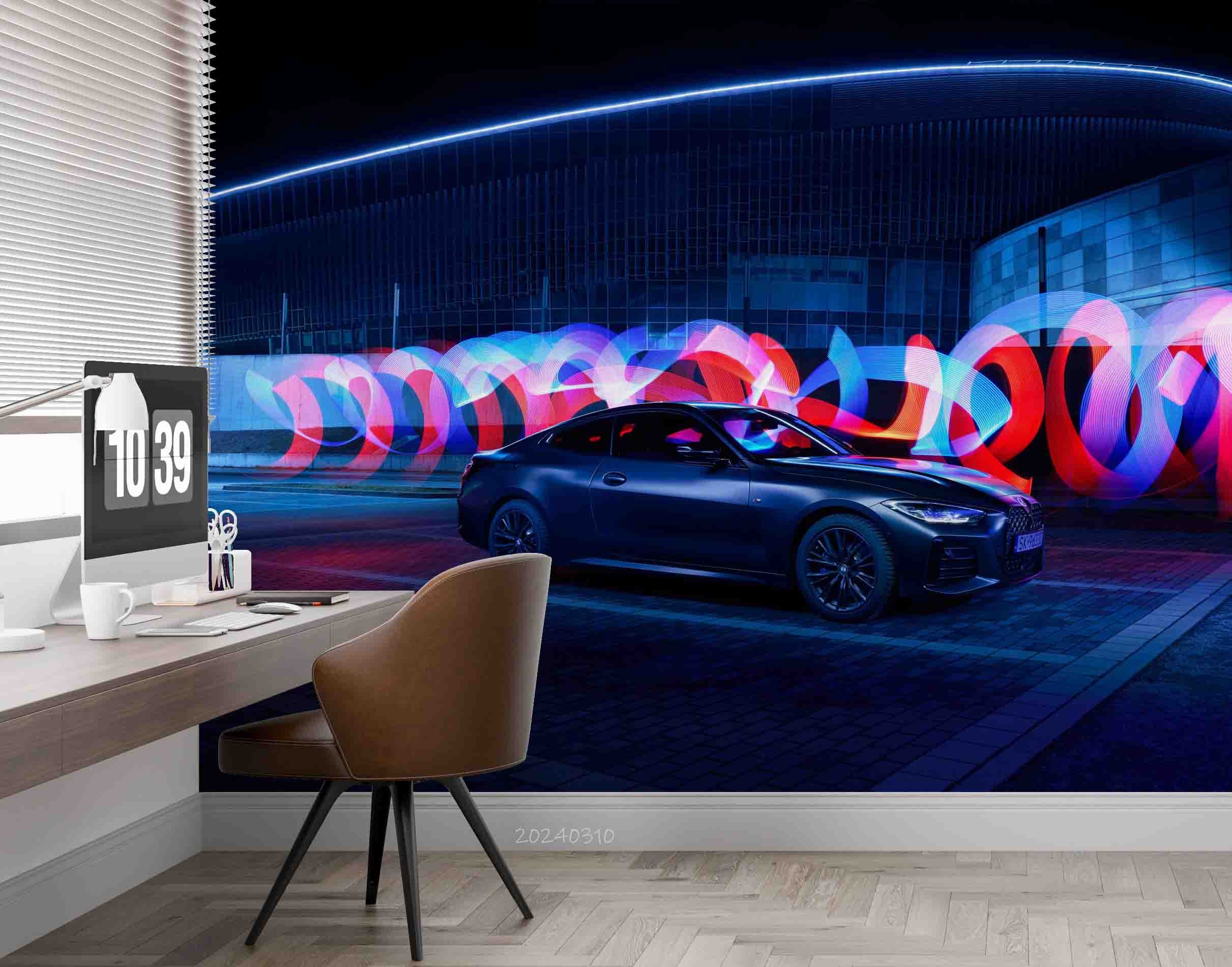 3D Sports Car Neon Pattern Wallpaper Wall Mural Wall Decor Wall Art Wall Sticker Remoable Wallpaper