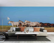3D Blue Sky Grassland Animal Horse Scenery Wallpaper Wall Mural Wall Decor Wall Art Wall Sticker Remoable Wallpaper LQH