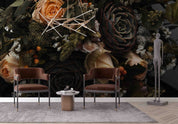 3D Rose Floral Bouquet Dark Background Wallpaper Wall Mural Wall Decor Wall Art Wall Sticker Remoable Wallpaper