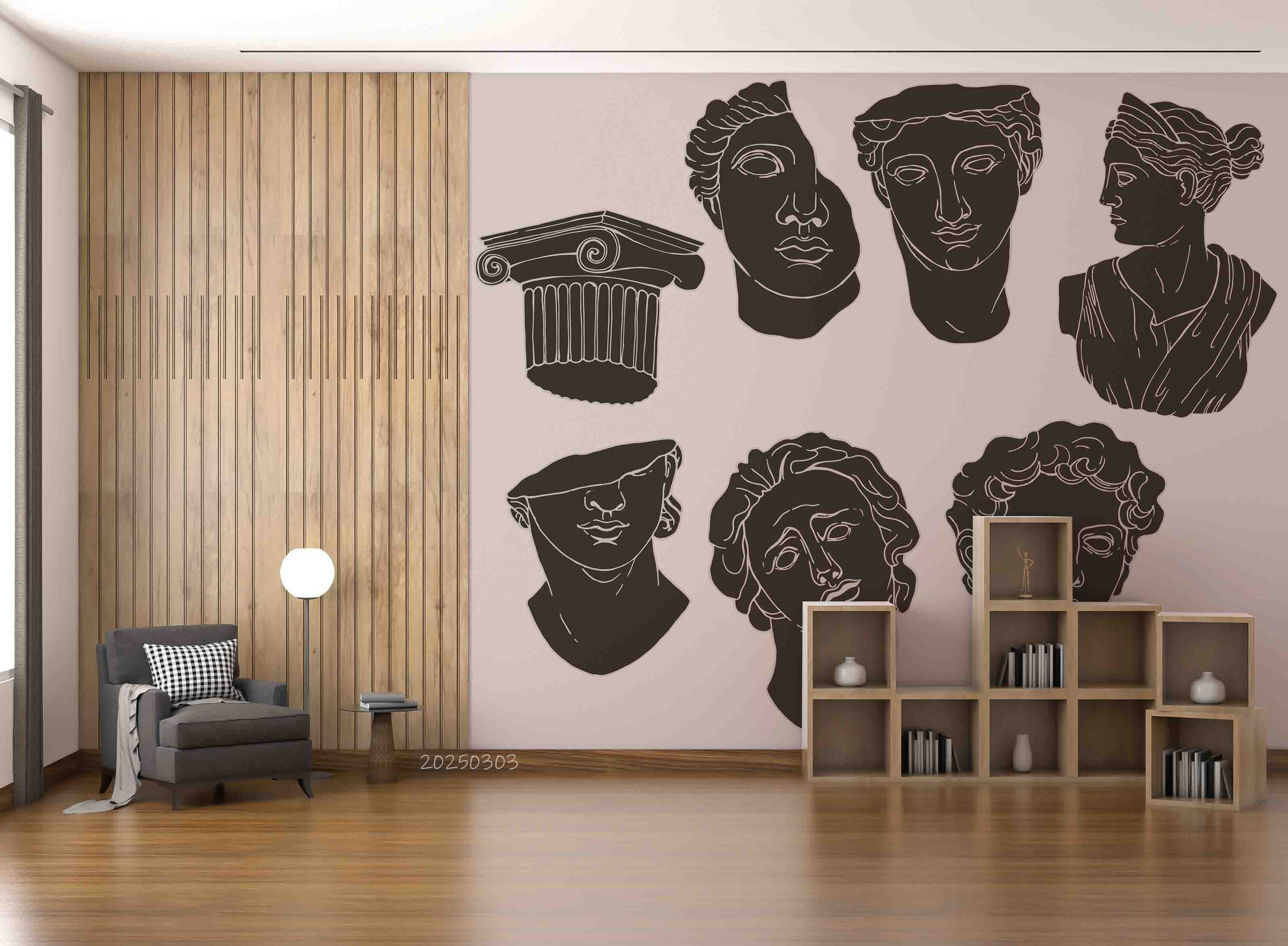 3D Hand Drawn Black Art Sculpture Pattern Wallpaper Wall Mural Wall Decor Wall Art Wall Sticker Remoable Wallpaper LQH