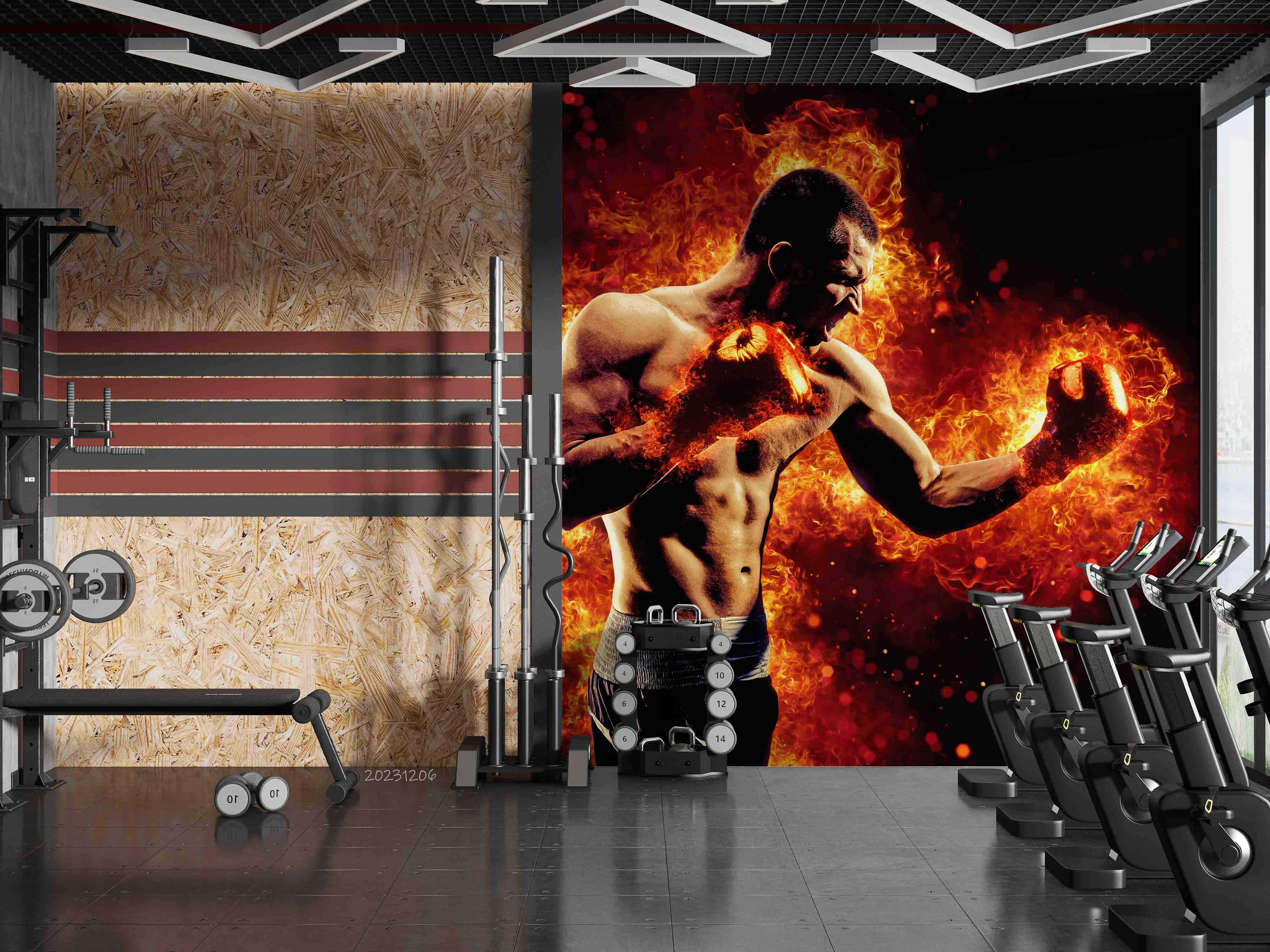 3D Man Boxing Glove Ignis Round Wall Mural Wallpaper YXL 135