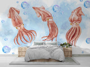 3D Watercolor Blue Ocean Octopus Wallpaper Wall Mural Wall Decor Wall Art Wall Sticker Remoable Wallpaper LQH 71