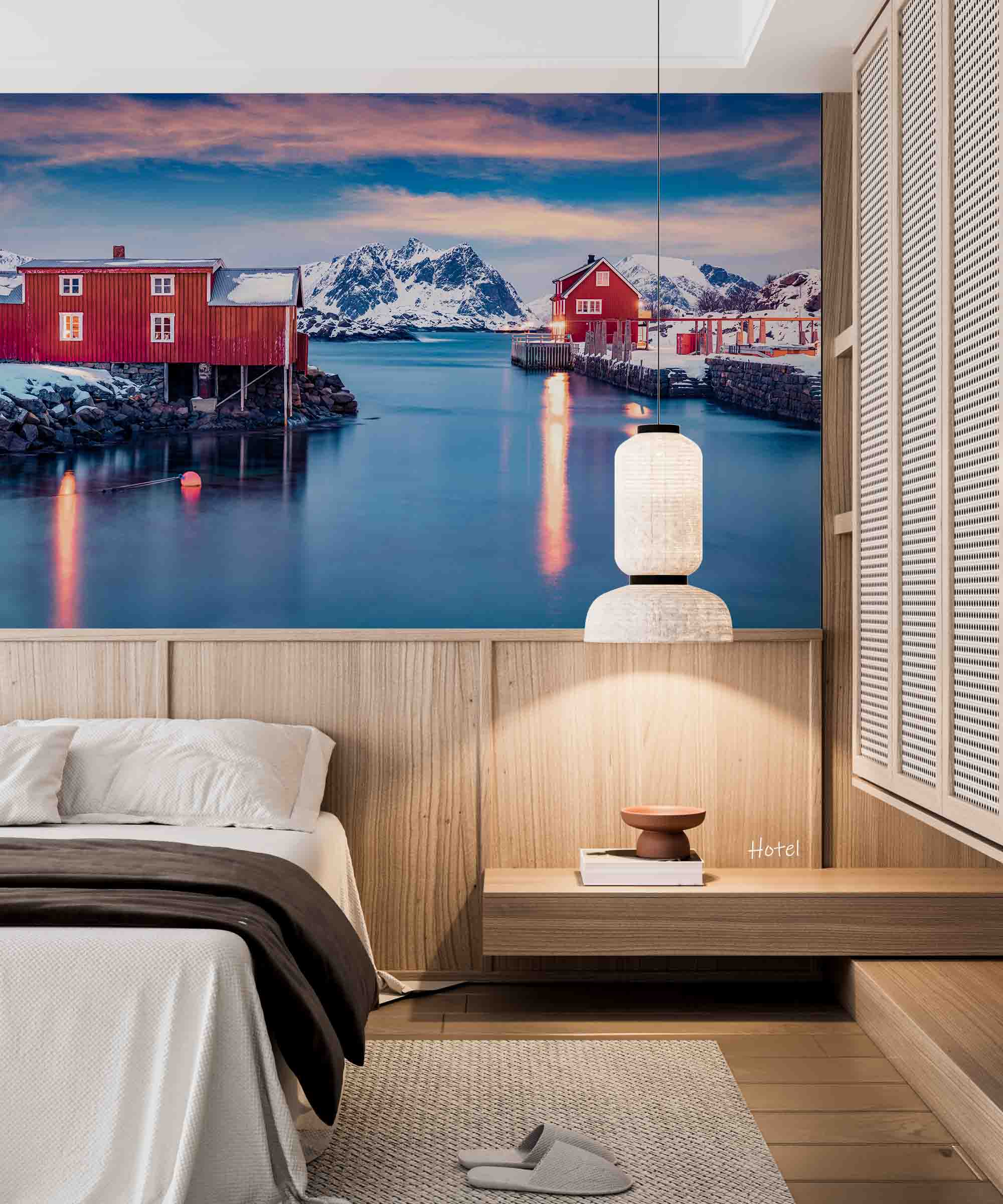 3D Hotel Inn Motel Hostel Resort Manor Scenery Mountains Sea Wall Mural Wallpaper 20