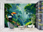 3D Forest Tree Crow Leaf Trunk Wall Mural Wallpaper YXL 723