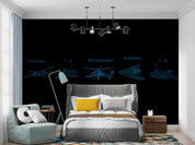 3D Combat Drone F35 Multipurpose Aircraft War Helicopter F16 Fighter B2 Bomber Wall Mural Wallpaper GD 5393- Jess Art Decoration