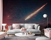 3D Comet Flying Over Dark Night Sky Forest Silhouette Wall Mural Wallpaper GD 3101- Jess Art Decoration