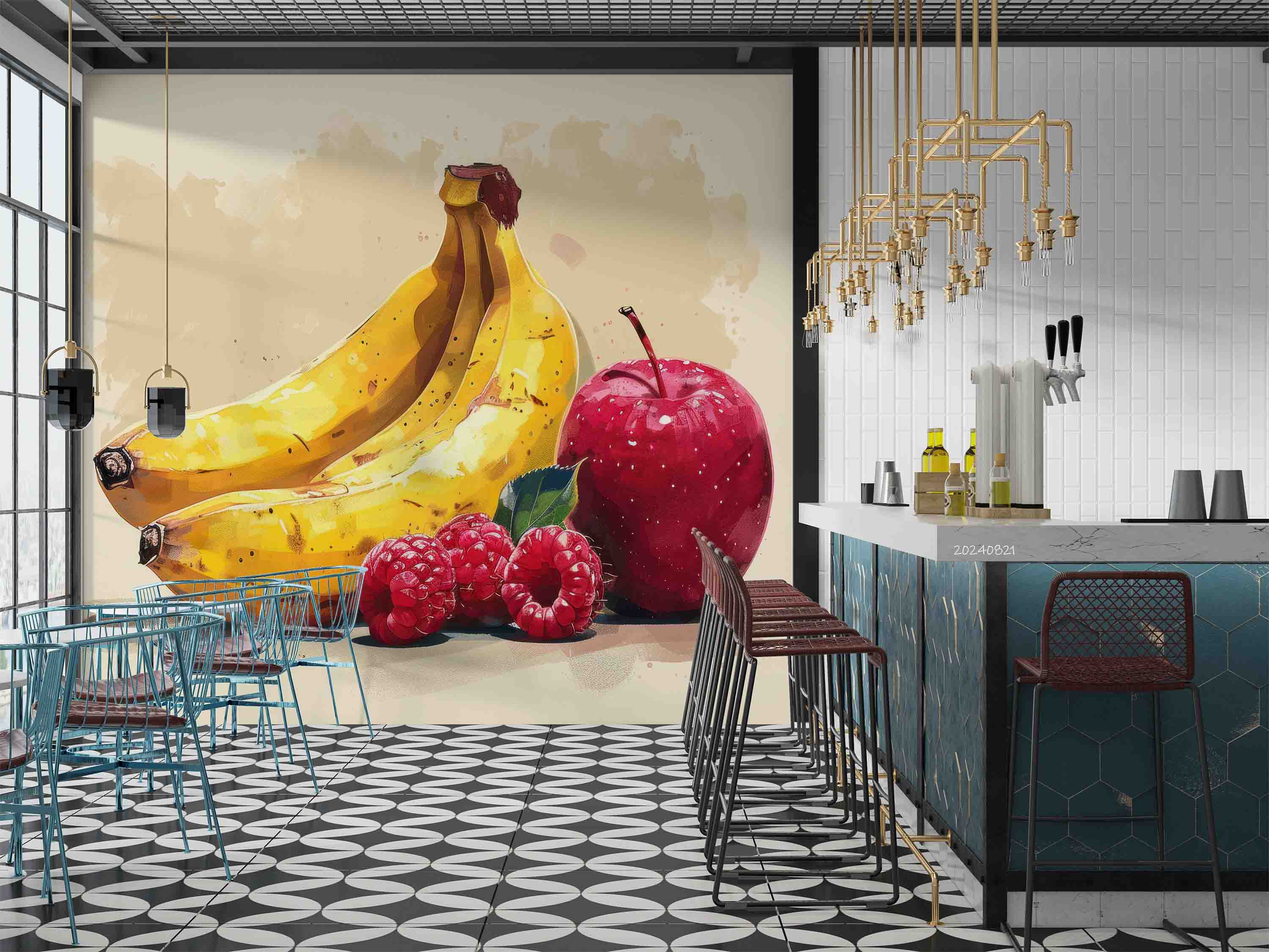 3D Pattern Apple Banana Wall Mural Wallpaper YXL 249
